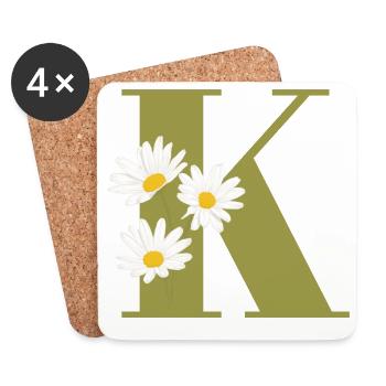 Letter k green daisies - Coasters (set of 4) - white - Front