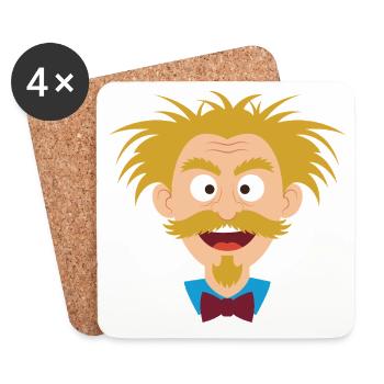 Wild scientist with a mustache - Coasters (set of 4) - white - Front