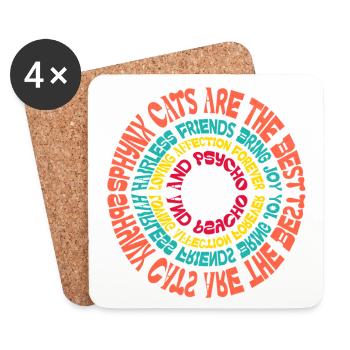 Sphynx Katze Mandala Lustige Sprüche Sarkastischer Humor - Untersetzer (4er-Set) - Weiß - Vorne