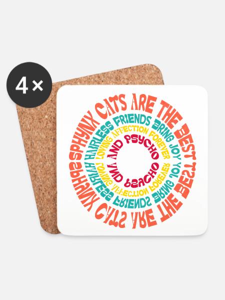 Sphynx Cat Mandala Funny Sayings Sarcastic Humor - Coasters (set of 4) - white