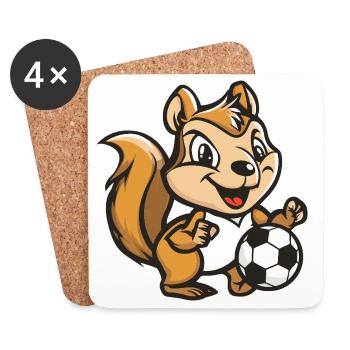 Football d’écureuil - Dessous de verre (lot de 4) - blanc - Devant
