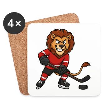 Bande dessinée Lion Hockey - Dessous de verre (lot de 4) - blanc - Devant