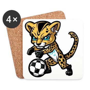 Gepard Fußball Comic - Untersetzer (4er-Set) - Weiß - Vorne