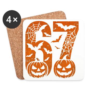 Fun 67 Zahl 6-7 6 7 Halloween Sechs Sieben - Untersetzer (4er-Set) - Weiß - Vorne
