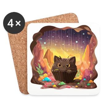 Cat Cake Crystal Cave - Coasters (set of 4) - white - Front