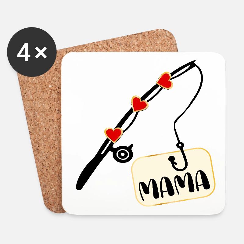 Angelrute Angeln Mutter Mama - Untersetzer (4er-Set) - Weiß