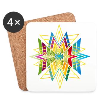 Buntes geometrisches Sternornament – Ethno Design - Untersetzer (4er-Set) - Weiß - Vorne