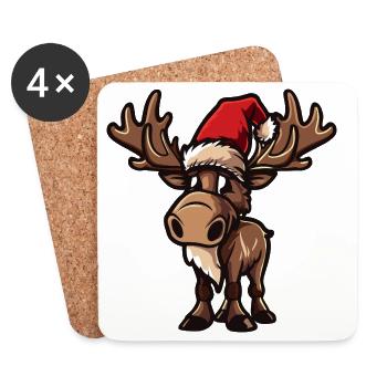 Elch Weihnachten - Untersetzer (4er-Set) - Weiß - Vorne