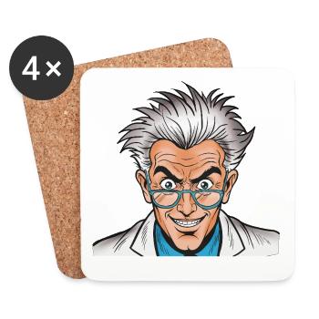 Dessin animé du savant fou - Dessous de verre (lot de 4) - blanc - Devant