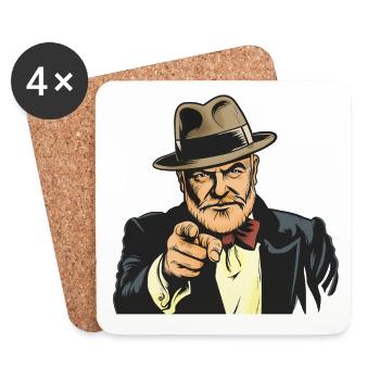 Zeigender Gangster im Fedora - Untersetzer (4er-Set) - Weiß - Vorne