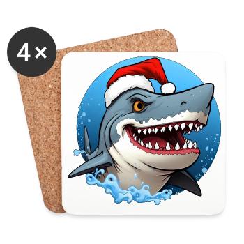 Santa Claus Shark - Coasters (set of 4) - white - Front