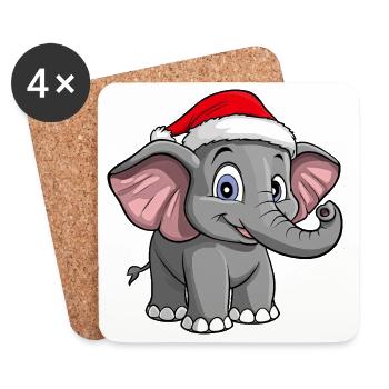 Elefanten Christmas - Untersetzer (4er-Set) - Weiß - Vorne