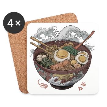 Grand bol de ramen - Dessous de verre (lot de 4) - blanc - Devant