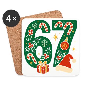 Christmas 6-7 Fun 67 Number 6 7 Xmas Six Seven - Coasters (set of 4) - white - Front