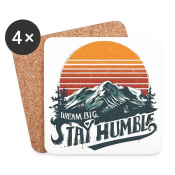 Dream Big Stay Humble Mountain - Untersetzer (4er-Set) - Weiß - Vorne