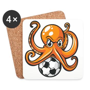 Krake am Ball - Untersetzer (4er-Set) - Weiß - Vorne
