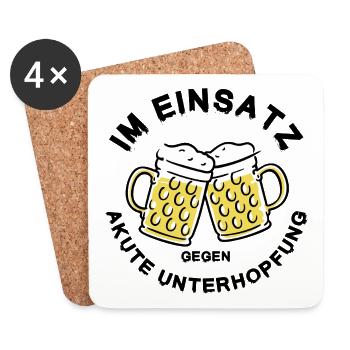 Unterhopfung Einsatz – Stammtisch Bier Spruch - Untersetzer (4er-Set) - Weiß - Vorne