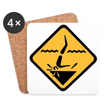 Graphique de signe de plongée - Dessous de verre (lot de 4) - blanc - Devant