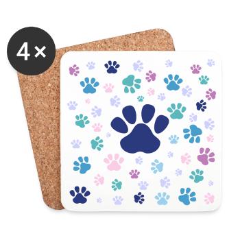 Pattes colorées de chiot - Dessous de verre (lot de 4) - blanc - Devant