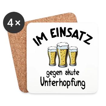 Slogan de la bière En action contre le sous-houblonnement aigu - Dessous de verre (lot de 4) - blanc - Devant
