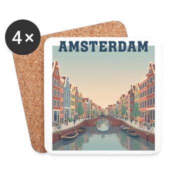 Amsterdam Canals at Sunset - Coasters (set of 4) - white - Front