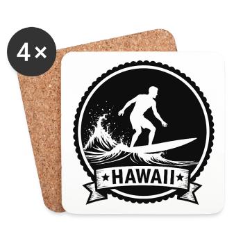 Hawaii Surf Wave Badge - Untersetzer (4er-Set) - Weiß - Vorne