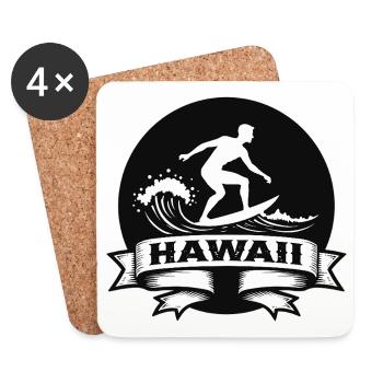 Surfer Hawaii Wellenbanner - Untersetzer (4er-Set) - Weiß - Vorne