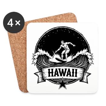 Hawaii Surfer Wellenreiter auf Pazifikwelle - Untersetzer (4er-Set) - Weiß - Vorne