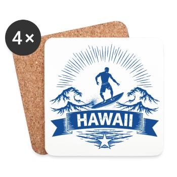 Hawaii Surfer Surfer on Pacific Wave - Coasters (set of 4) - white - Front