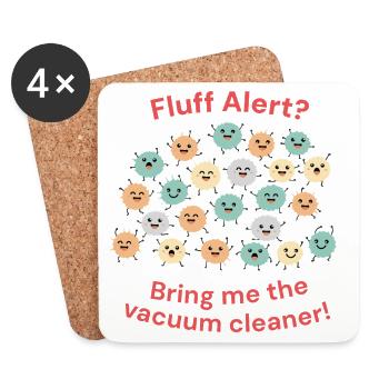 Alarme de duvet : Apportez l’aspirateur ! - Dessous de verre (lot de 4) - blanc - Devant