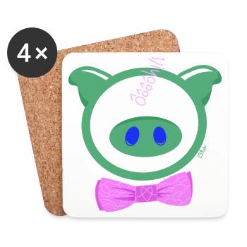 HoOoOh! Das schicke Schwein - Untersetzer (4er-Set) - Weiß - Vorne