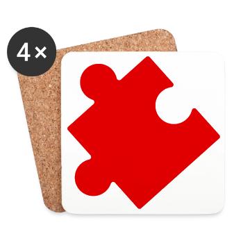 Red puzzle piece gift idea - Coasters (set of 4) - white - Front