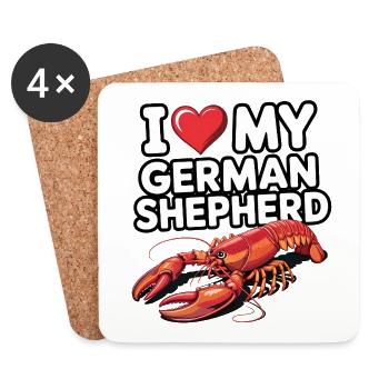 J’aime mon berger allemand - T-Shirt Homard Drôle - Dessous de verre (lot de 4) - blanc - Devant