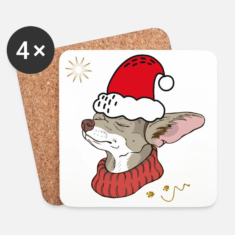Ugly Christmas Elch - Untersetzer (4er-Set) - Weiß