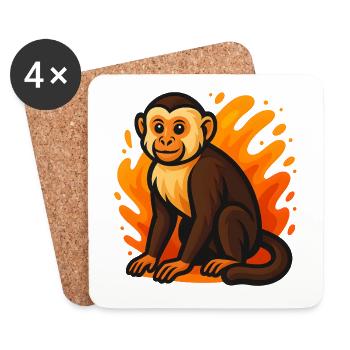 Marke Kapuzineraff Affe Cartoon Design - Untersetzer (4er-Set) - Weiß - Vorne