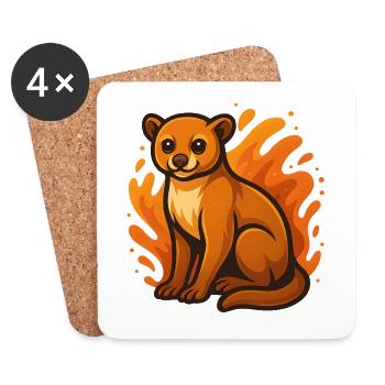 Weekly bear in flames - Coasters (set of 4) - white - Front