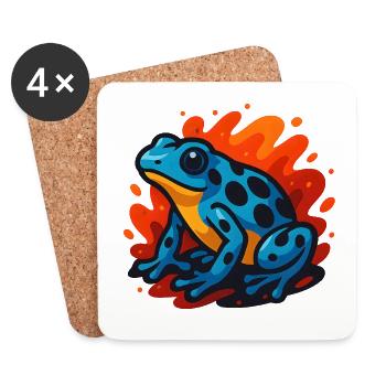 Blauer Pfeilgiftfrosch im flammenden Hintergrund - Untersetzer (4er-Set) - Weiß - Vorne