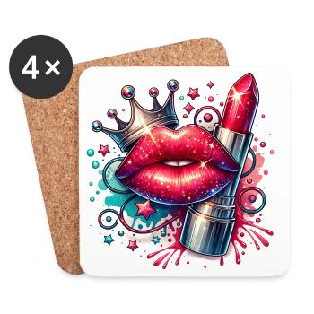 Girl Stuff Glamour Queen Lipstick - Coasters (set of 4) - white - Front
