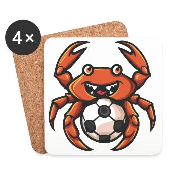 Krabbenfußball Maskottchen - Untersetzer (4er-Set) - Weiß - Vorne