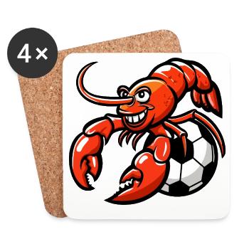 Crab with soccer ball - Coasters (set of 4) - white - Front