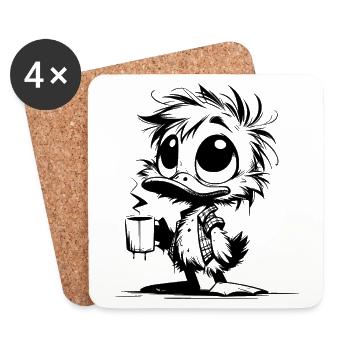 Office duck on the back burner Coffee instead of small talk - Coasters (set of 4) - white - Front