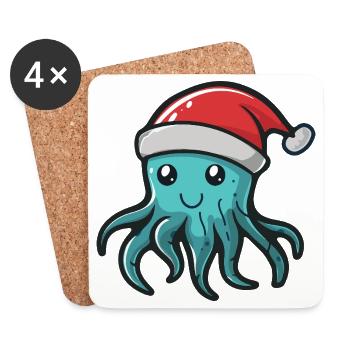 Qualle Weihnachten - Untersetzer (4er-Set) - Weiß - Vorne
