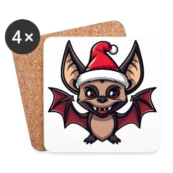 Fledermaus Weihnachten - Untersetzer (4er-Set) - Weiß - Vorne