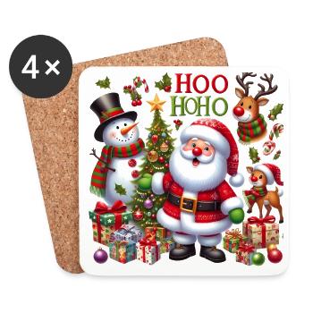 Joyeux Père Noël et amis - Dessous de verre (lot de 4) - blanc - Devant