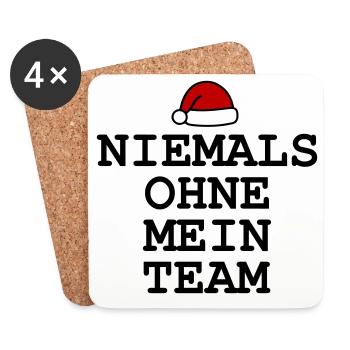 Niemals Ohne Mein Team Weihnachten - Untersetzer (4er-Set) - Weiß - Vorne
