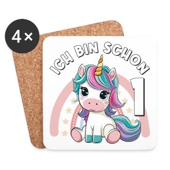 1. Geburtstag Einhorn Regenbogen Süß Niedlich - Untersetzer (4er-Set) - Weiß - Vorne