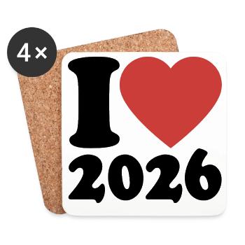 Bonne Année | J’adore 2026 - Dessous de verre (lot de 4) - blanc - Devant