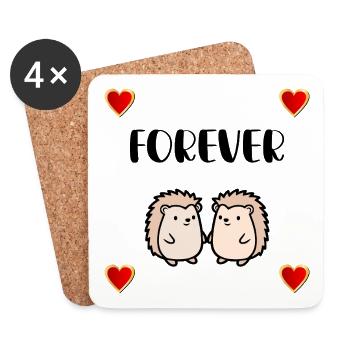 Igel Liebe für immer - Untersetzer (4er-Set) - Weiß - Vorne
