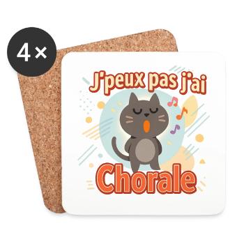 Chat chanteur Jpeux pas jai Chorale - Dessous de verre (lot de 4) - blanc - Devant