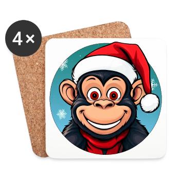 Monkey Christmas - Coasters (set of 4) - white - Front